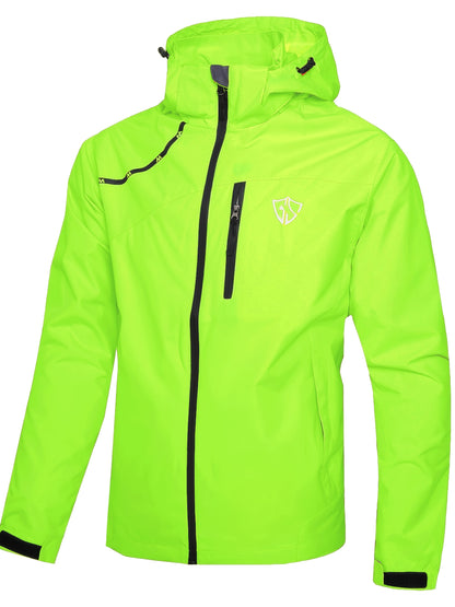 Men'S Rain Jacket Waterproof with Zipped Pockets Windproof Rain Jacket with Hooded