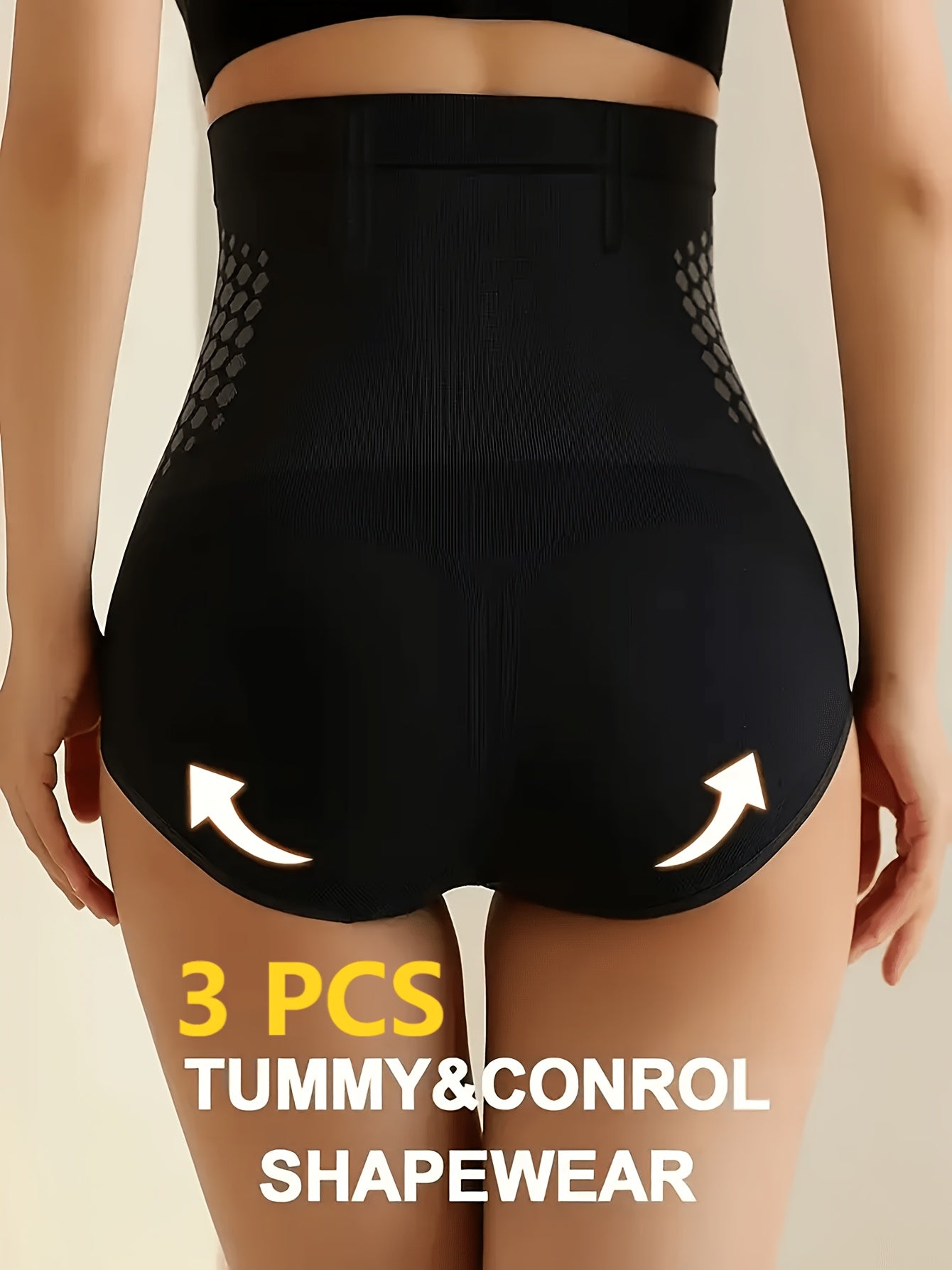 [Tummy Control Underwear] 3pcs High-Waist Tummy Control Underwear, -Burning Fabric, Seamless Weave, Soft And Comfortable, Firm Abdominal Support, Suitable for Postpartum, Shaping Waist And Hip Lift