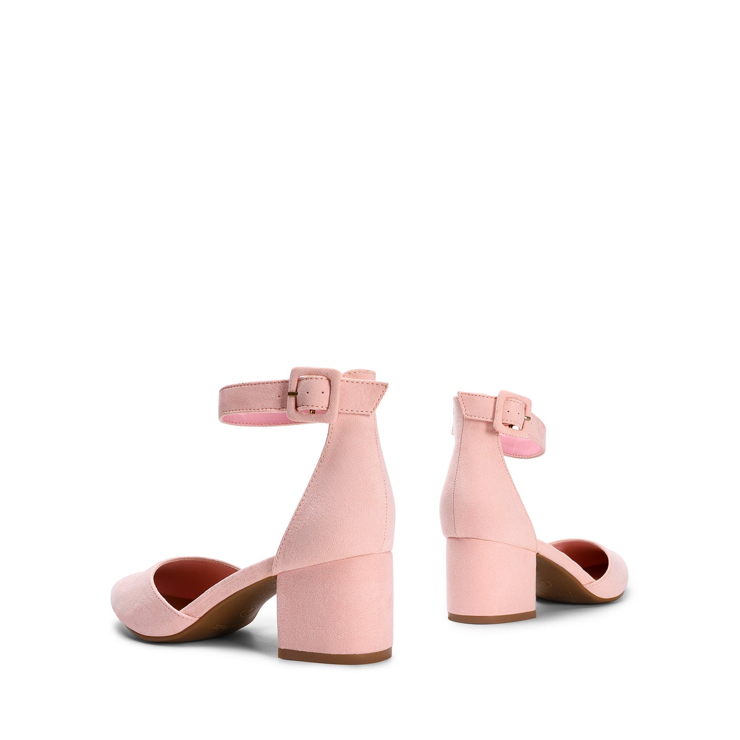 Pointed Toe Low Chunky Heels Pump Shoes Women Pumps with Ankle Strap