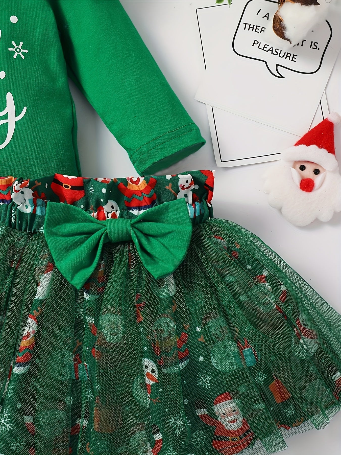 MINKIDFASHION Baby Girls Green Christmas Mesh Dress New Born Santa Baby Romper And Skirt Outfit, for Outdoor