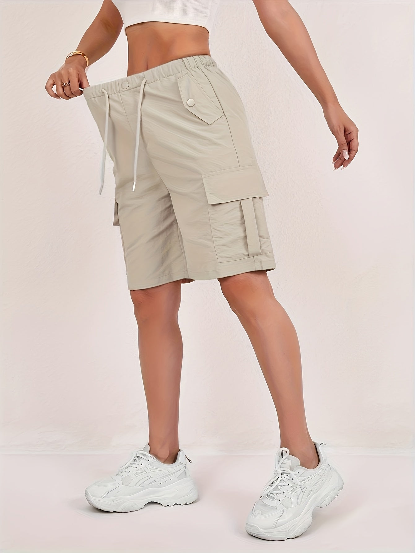 3pcs - American Retro Women's Shorts - Casual Beach Pants - Fitted Straight And Wide-leg Shorts for Women, with Adjustable Drawstring Waistband And Machine-washable Fabric, Perfect for Summer Casual Wear