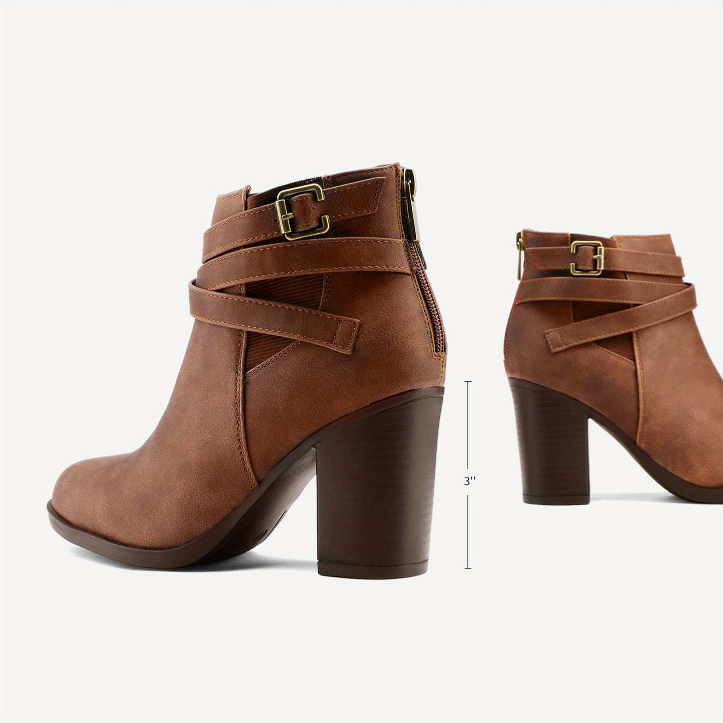 Women'S Chunky High Heel Ankle Boots Close Toe Fall Heeled Booties Shoes Winter Women Shoes Short Boots Women Ankle Booties Chunky Heel with Zipper Comfortable Round Almond Toe Brand Shoes for Women