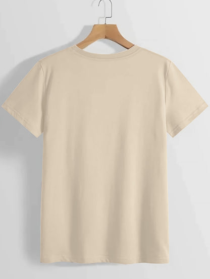 Whimsical "It's Okay, I'm Fine, Everything's Fine" Women's Cat Print T-shirt - Light Blue, Casual Version, Round Neck, Short Sleeve, Polyester, Machine Washable