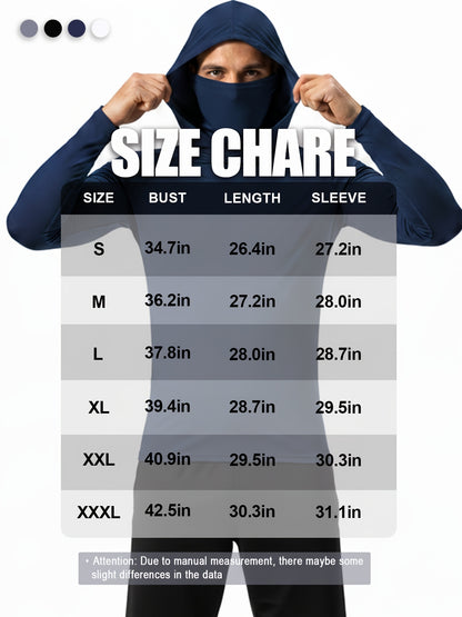 6pcs Men's Outdoor Hoodie with Windproof Face Shield Design, Shaping Body, Breathable And Quick Drying, Essential T-shirt for Outdoor Travel, Fishing, Outdoor Exploration, And Exercise.