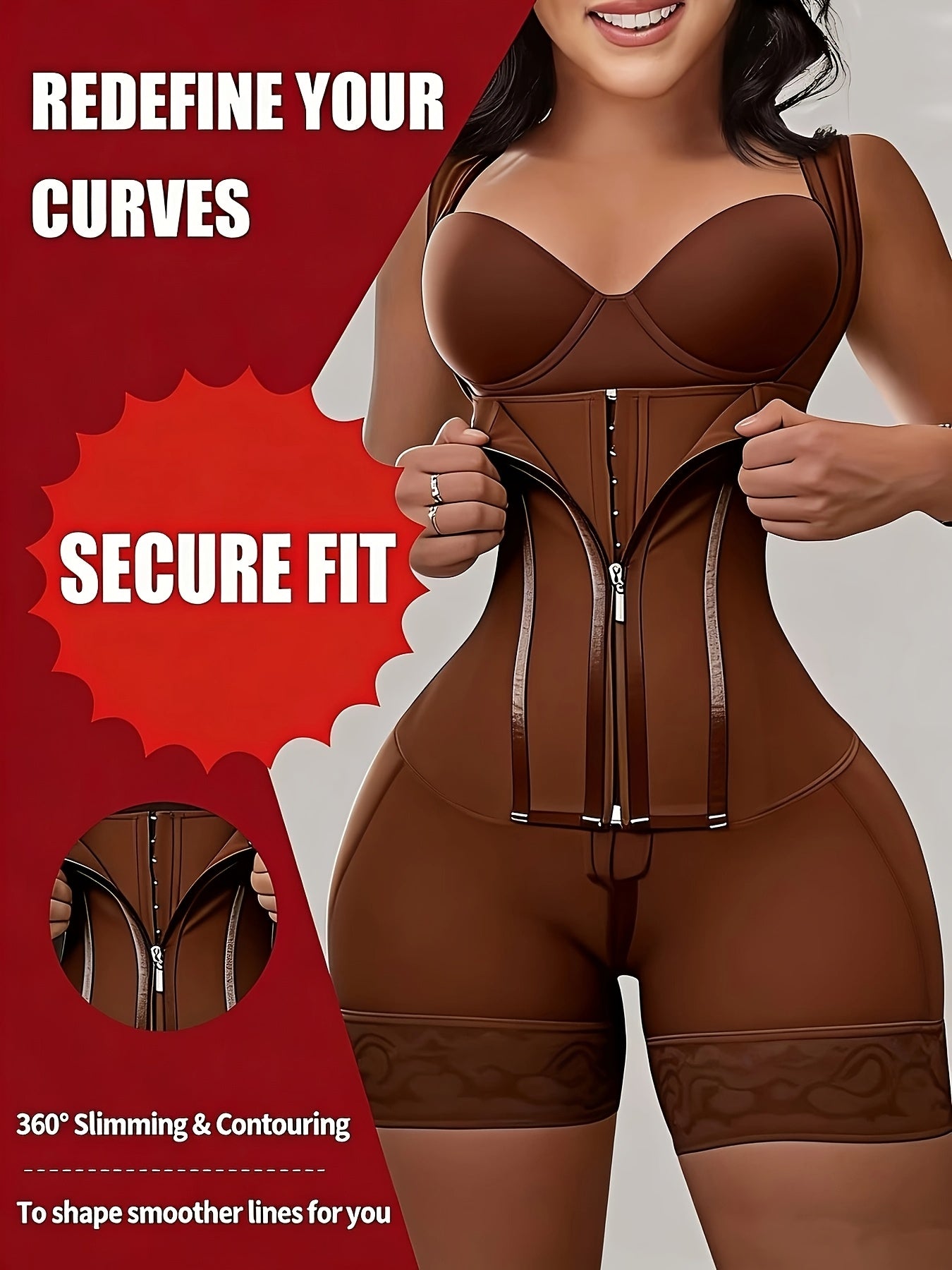 Women's Postpartum Shapewear Suitable for Pregnancy Belly, Tummy Control Corset with Bust Support & High Compression, Zipper & Hook Closure Bodysuit for Prenatal and Postpartum Care