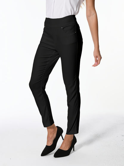 Women's High Waist Dress Pants Stretchy Straight Leg Slim Fit Work Slacks with 5 Pockets, Elegant Office & Casual Wear