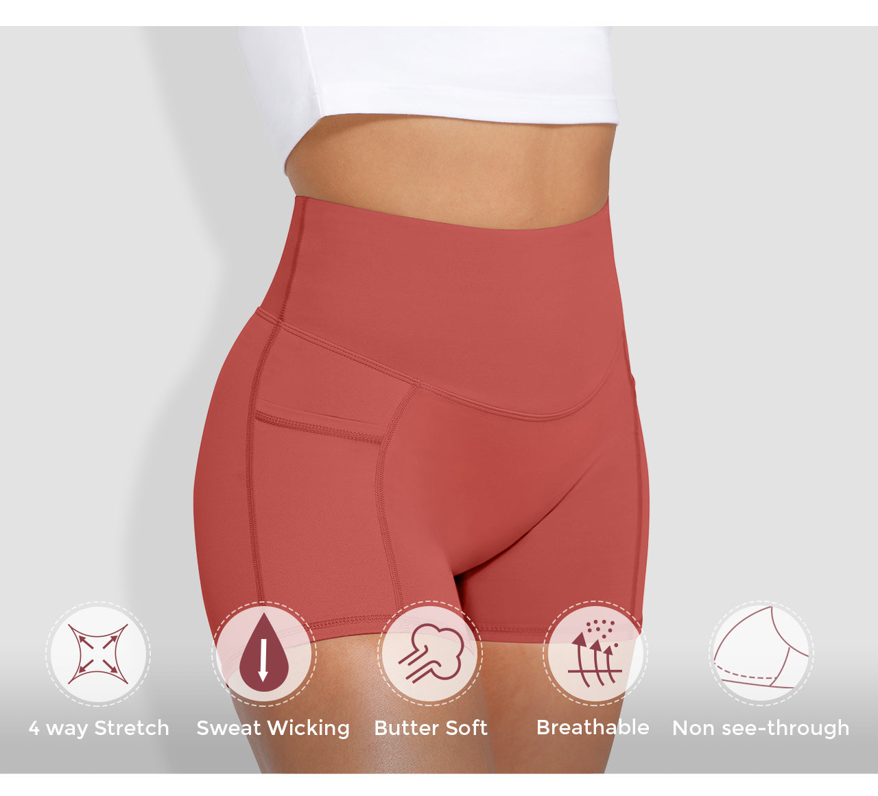 1Pc Women'S High-Waist Stretchy Athletic Shorts, Breathable Compression Bike Yoga Workout Shorts