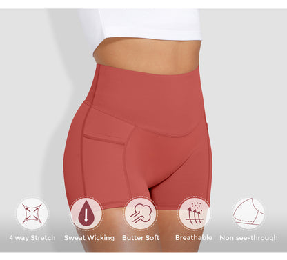 1Pc Women'S High-Waist Stretchy Athletic Shorts, Breathable Compression Bike Yoga Workout Shorts