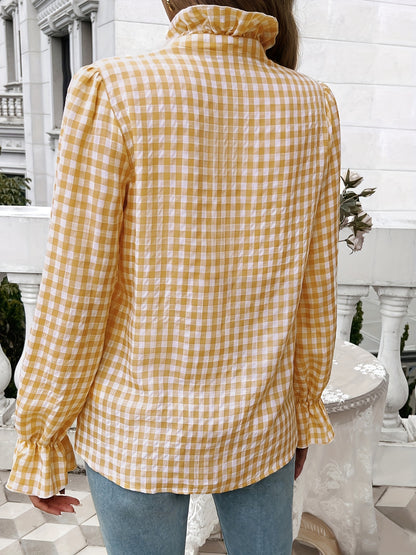 Women's Fall-Winter 2024 Professional Business Temperament Top French Contrast Button- Shirt
