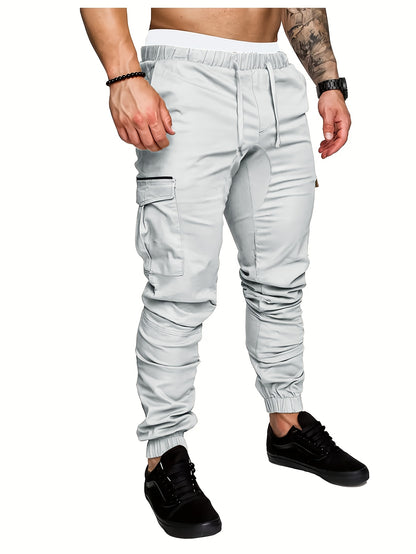 EXARUS 2 Pack Cargo Pants For Men - Relaxed Fit Twill Joggers With Elastic Waistband And Stretch Fabric - Casual Wear