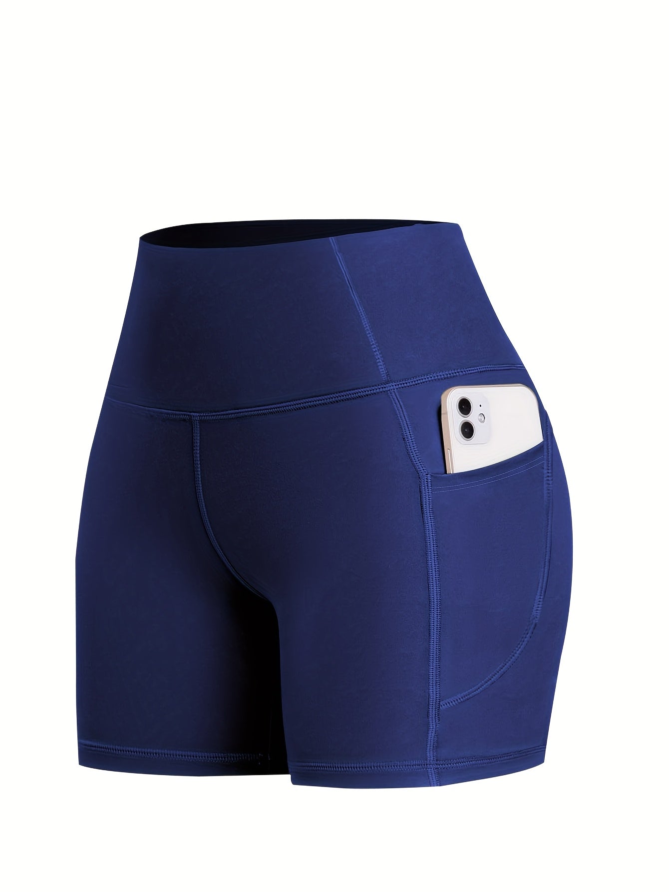 6-pack Plus Size Women'S Sports Shorts High Waist Hip Lifting Yoga Shorts With Pocket Three-quarter Pants Gym Running Exercise Fitness Shorts