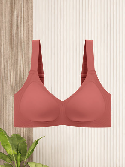 Elegant Solid Color Wireless-Free Push-Up Bra - Medium Support, Comfortable & Lifted Design for a Lifted Appearance, Non-Removable Pads, Seamless Full Cup Coverage, All-Day Wear, Women's Lingerie, Sleek Push-Up Bra, Smooth Fabric