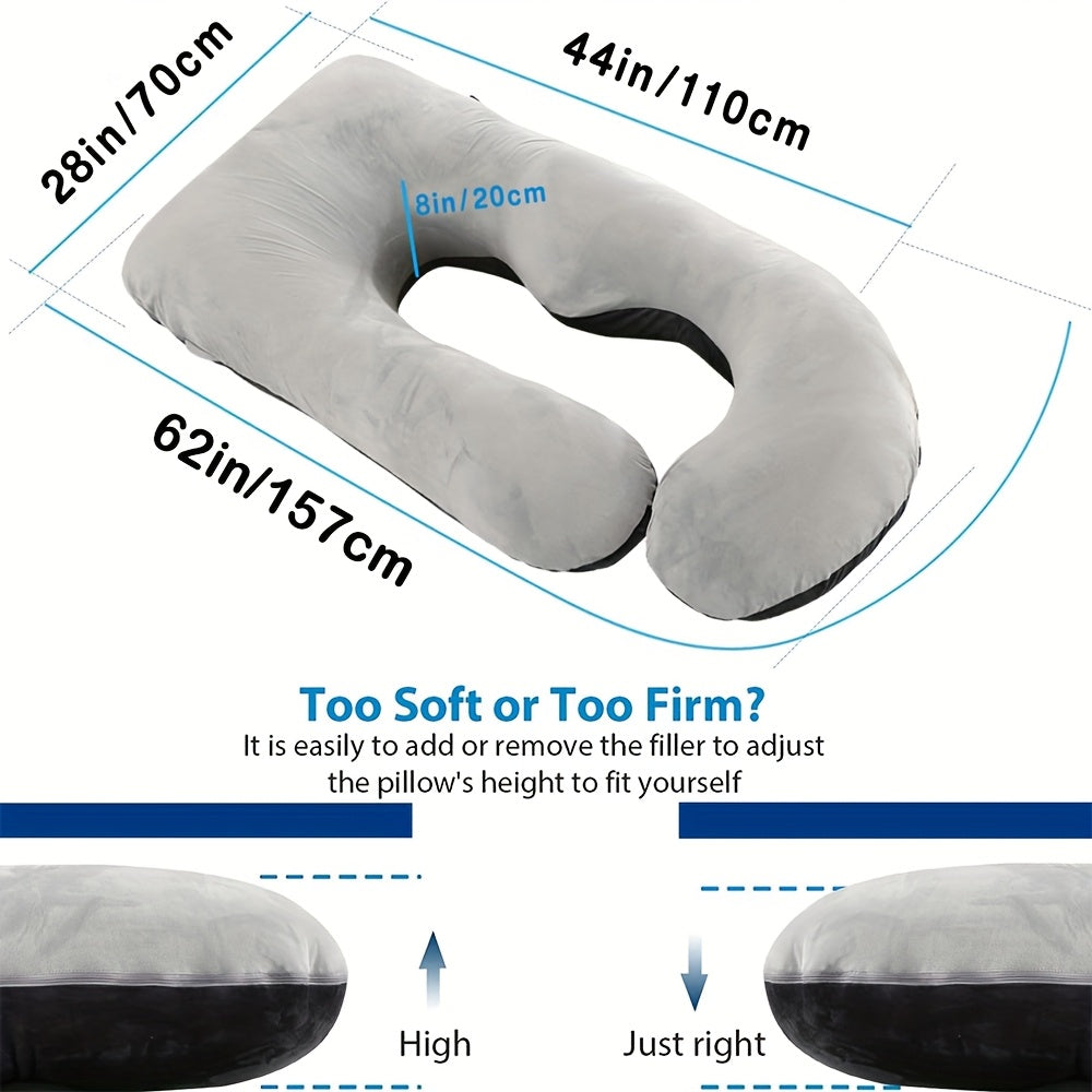 62-inch J-shaped Full-body Pillow, Maternity Pillow, With Removable Pillowcase. Large-size Design Provides Full-body Support From Back To Legs, Making Pregnancy Sleep More Comfortable. Halloween Gift, Christmas Gift.