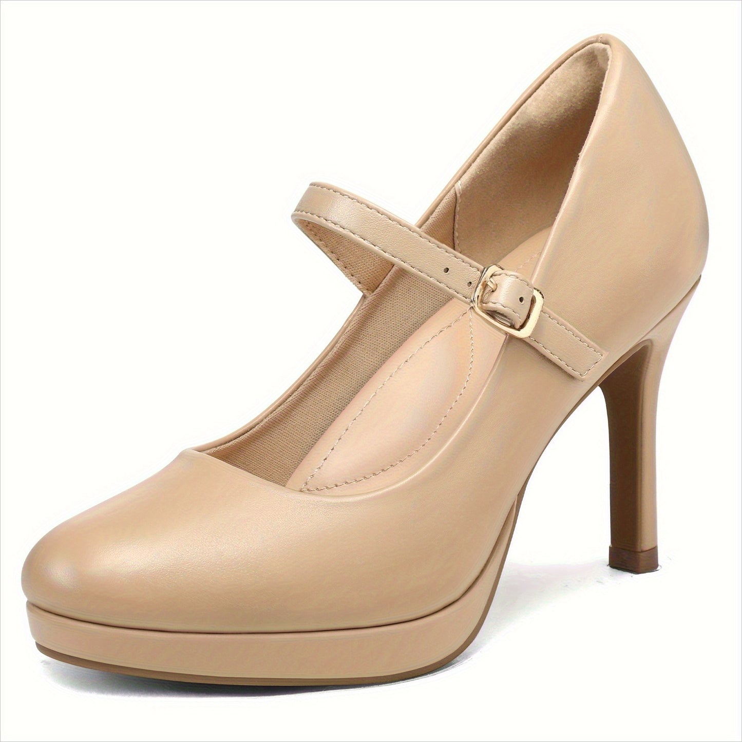 Women's Platform High Heel Mary Jane Pumps Round Closed Toe Dress Shoes Fashion Comfortable for Office Wedding Daily Wear, Women Shoes