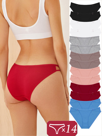 14pcs Underwear for Women High Cut Stretch Breathable Low Rise Hipster Cheeky Bikini Panties S-XL