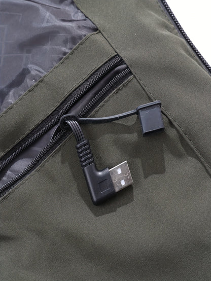 A Smart Heated Jacket Designed for Casual Warmth, Featuring 11 Heating Zones, Dual Controls, Three Heat Settings, a Hood with Drawstrings, Suitable for Autumn And Winter, Thickened for Business Wear, Perfect for Outings Or Home Use for Men.