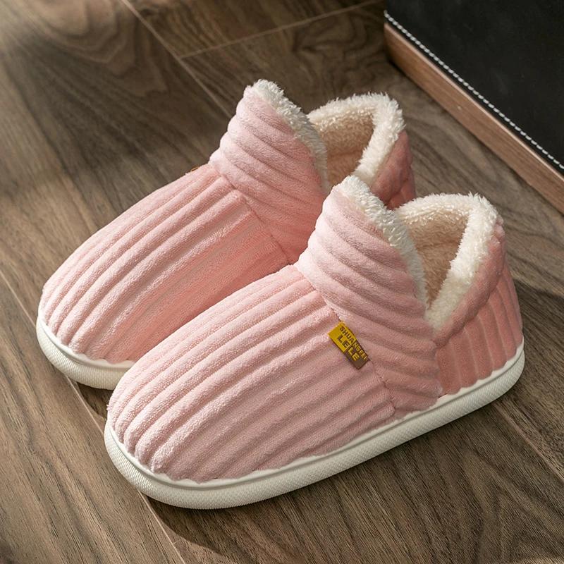 1 pcs Fashionable plush slippers, men's and women's winter indoor fluffy warm plush home slippers, outdoor plush soft fur slippers