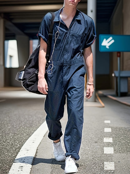 Men's Hooded Coveralls - Full-Zip One-Piece Design Style 8709