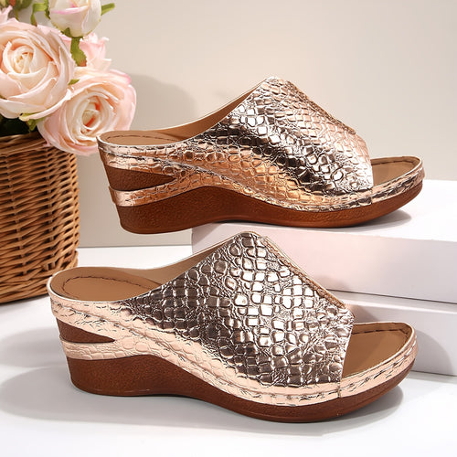 Comfortable And Stylish Slip-On Sandals For Women, Perfect For Both Indoor And Outdoor Use, Featuring A Round Toe Design, Ideal For Casual Wear And Holidays With A Wedge Midsole, Sandals For Women Summer, Womens Sandals, Womens Shoes