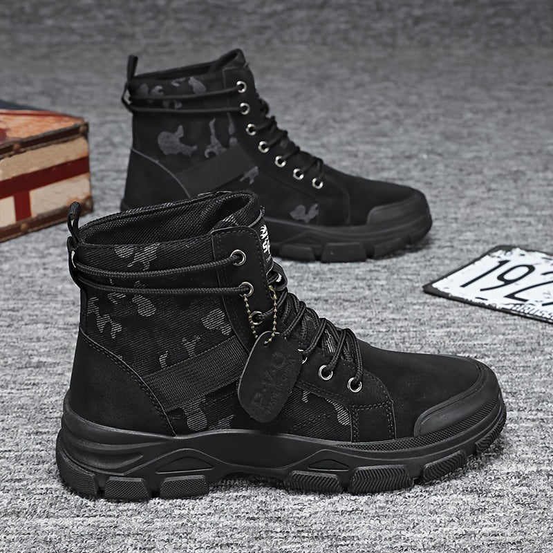 [Tactical Boots for Men] ZHENYUEZU Men's Tactical Boots - Durable PU & Fabric Upper, Non-Slip PVC Outsole | All-Season Beige/ Camouflage Colorway, Lace-Up Closure for Hiking, Hunting, Everyday - Outdoor Boots, Camouflage Boots, Hiking Footwear