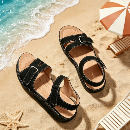 New Summer Women'S Sandals, Stylish Women'S Sandals with Thick Soles, Fashionable Women'S Casual Travel Shoes, Affordable Women'S Sandals, Elegant Women'S Shoes with Convenient Buckle Closures, Breathable Upper Material, And Durable Soles