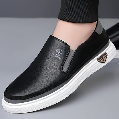 Men's White/Brown/Golden Slip-On Loafers with Non-Slip PVC Sole - Soft Synthetic Upper, Round Toe Unisex Casual & s Suitable for Daily Wear, Vacation, Year-Round Use - All-Season Comfortable Loafers