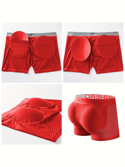 New Men'S Boxers Featuring Butt Pads, Made from Breathable Mesh, Designed for Comfort And Elasticity, Perfect for Lounging at for home