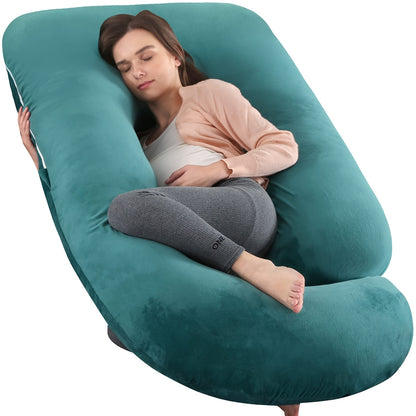 Pregnancy Pillow J Shaped Full Body Pillow with Velvet Cover, 60 Inches Maternity Pillow for Pregnant Women Back, Legs And Belly Support, As Halloween, Chrismas Gift