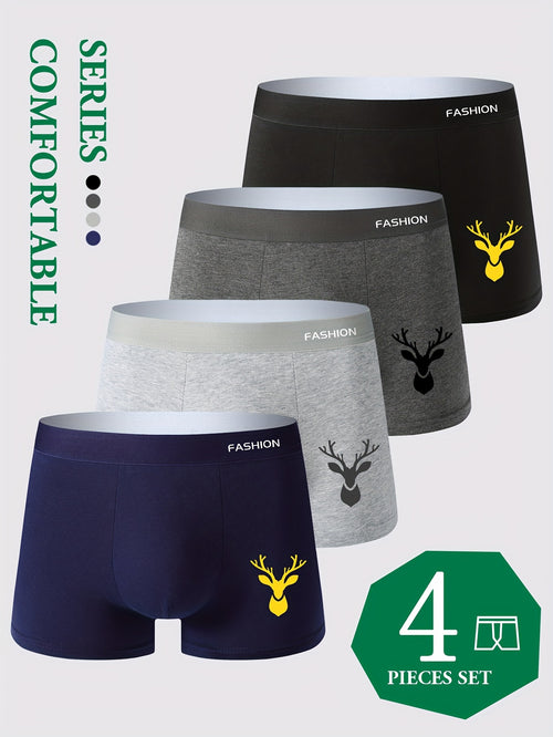 4pcs of Men'S Underwear Breathable And Moisture-Absorbent, Soft And Healthy, Men'S Boxer Briefs, Sports, Daily Casual Boxers, Trendy Fashion Pants