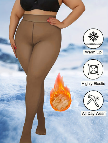 2Pairs Thick Polyester Leggings, Solid Stretch Leggings, Warm Heat-Resistant OverSize Autumn/Winter Pantyhose, Solid Color, Machine Washable