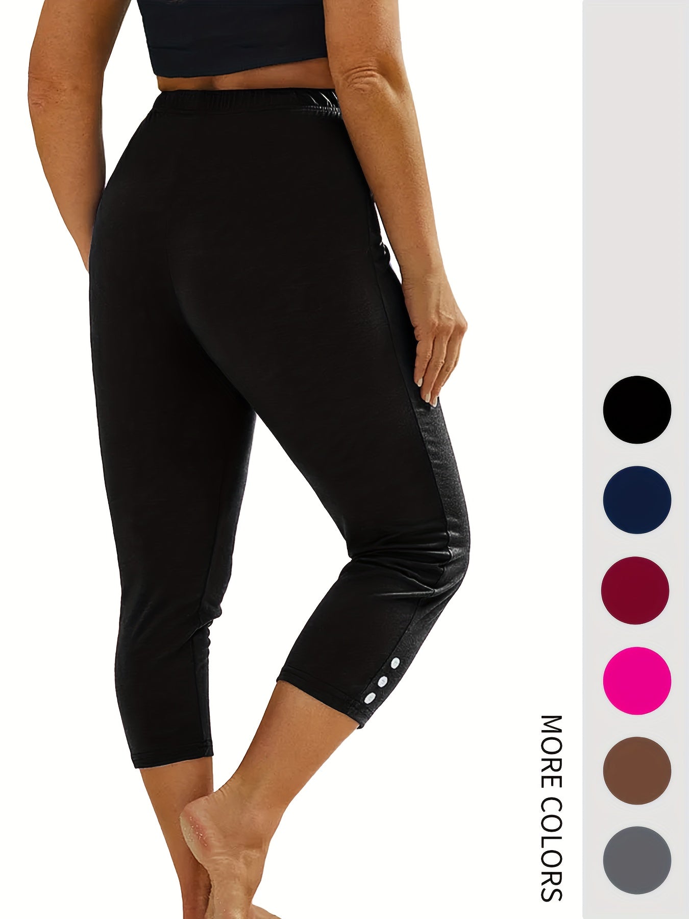 Women's White+Green+Light Blue+Black High-Waist Leggings - product view 27