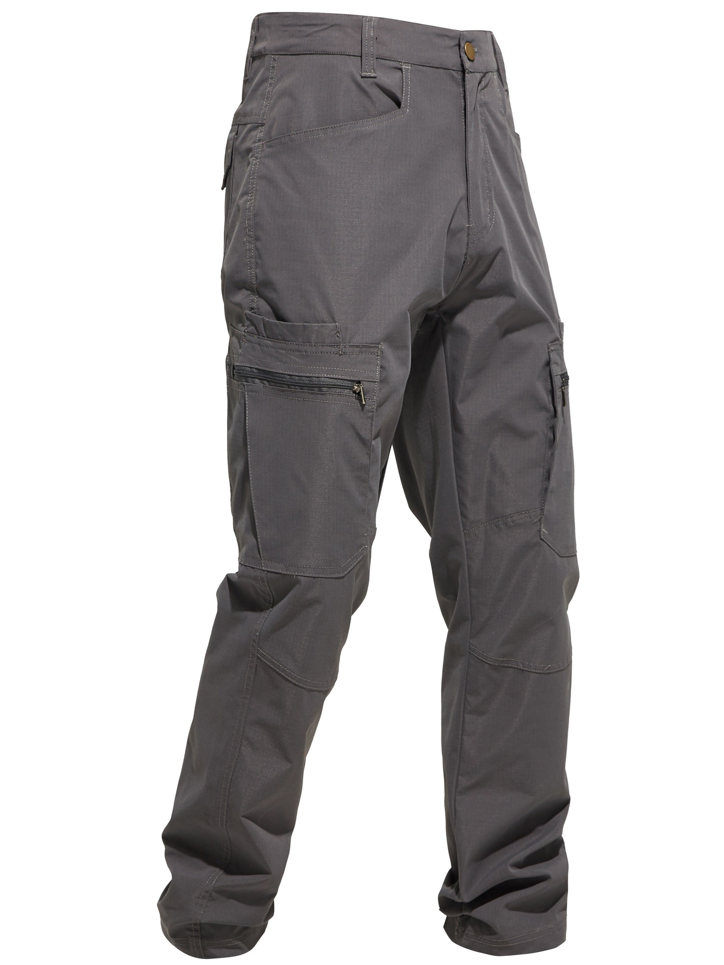 Solid Casual Men's Outdoor Cargo Long Pants with Multi-pocket, Hiking Camping Fishing