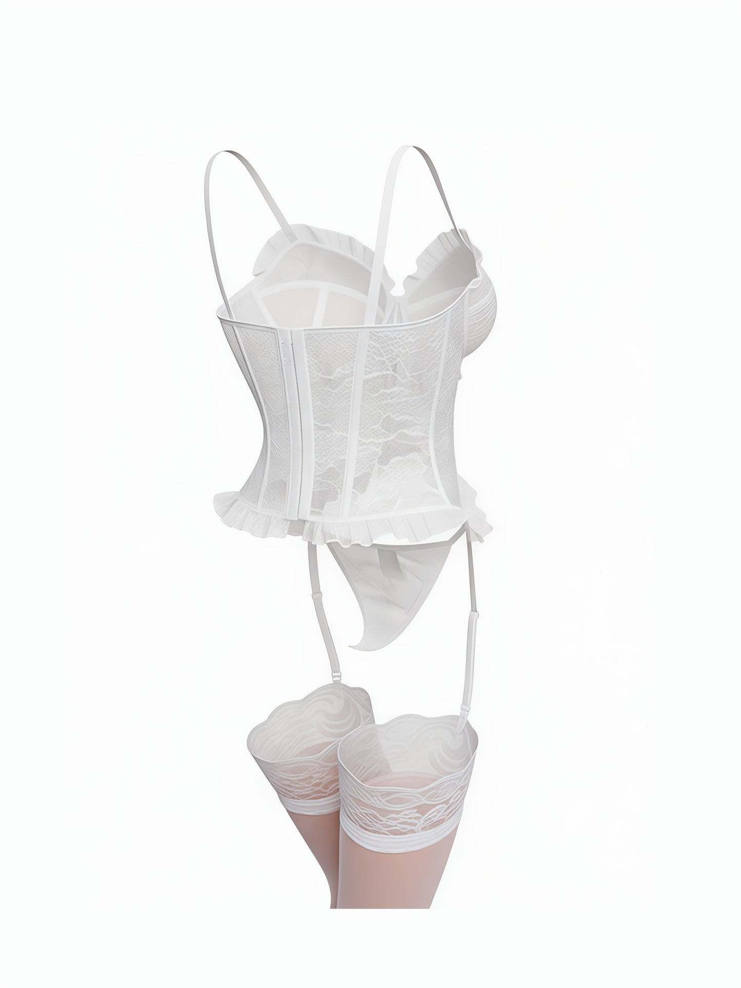 Women'S Sexy Lingerie Set with Garter Belt Lace Bodysuit Teddy Dolls Panty with Stockings, Women Teddy Lingerie Deep V Lace Lingerie Mini Babydoll Lingerie