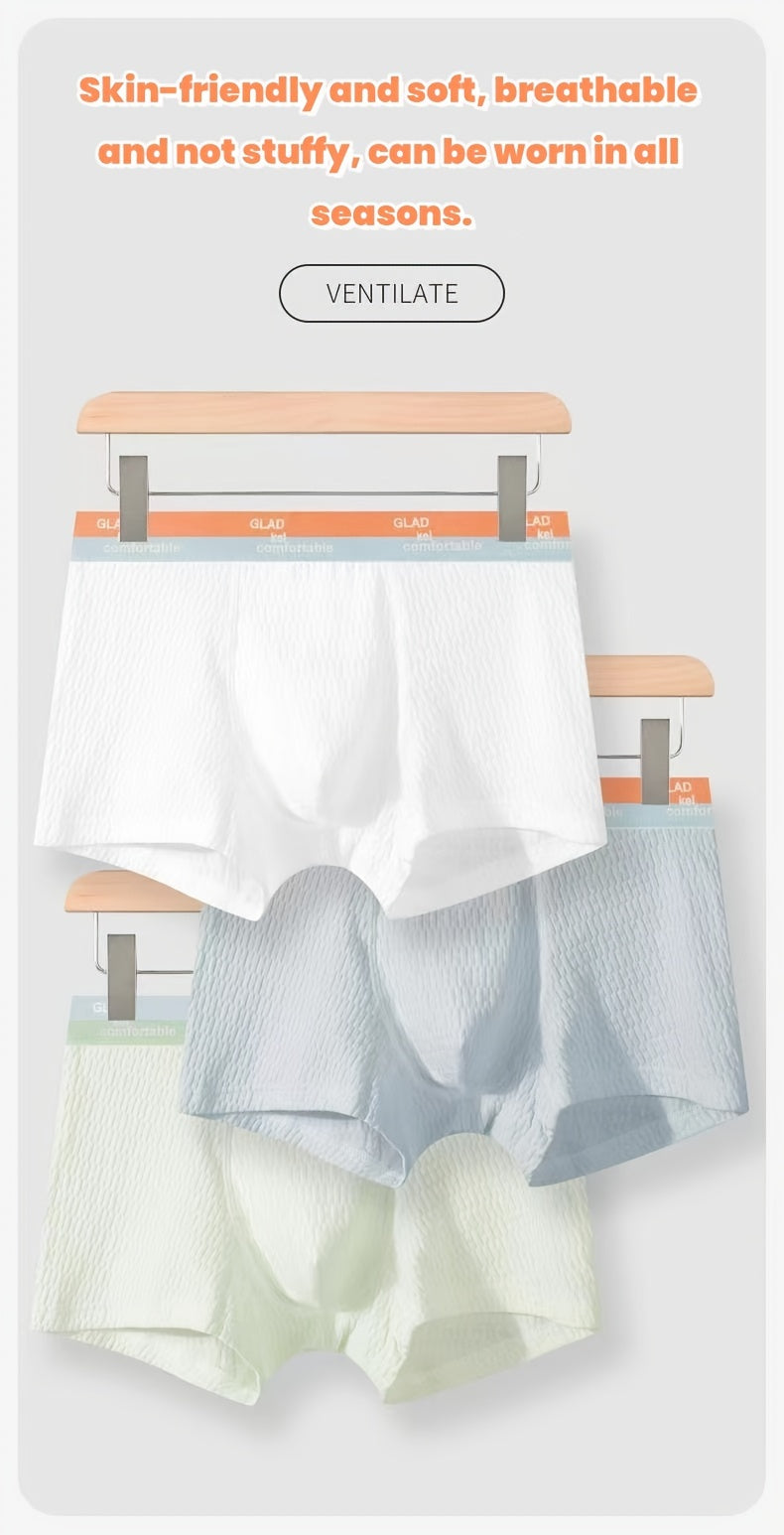 4pcs Bubble Men'S Boxer Briefs Breathable Sweat Absorbent