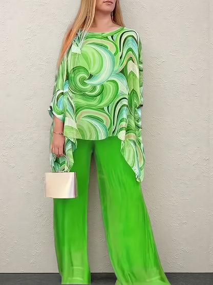Women's Yellow Chiffon Floral Printed Pants - product view 2