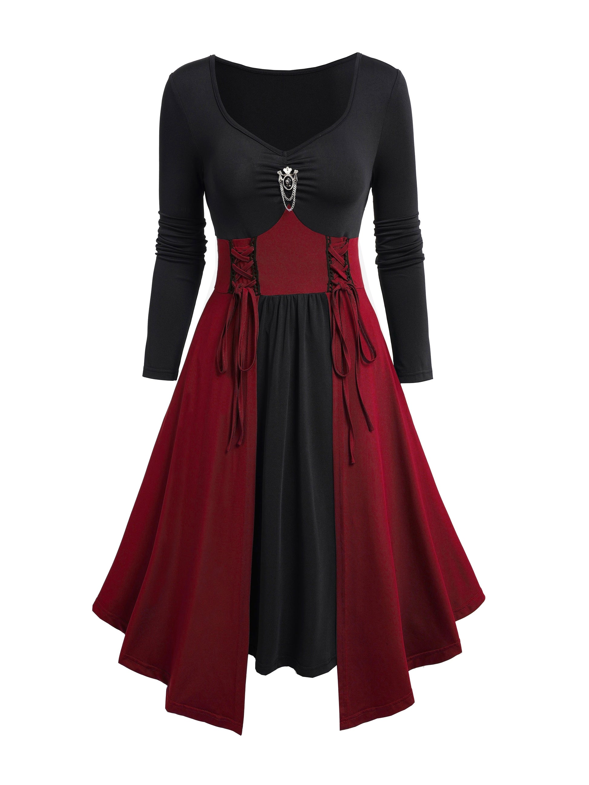 Women's Burgundy Polyester V-Neck Slim-Fit Dress - product view 7