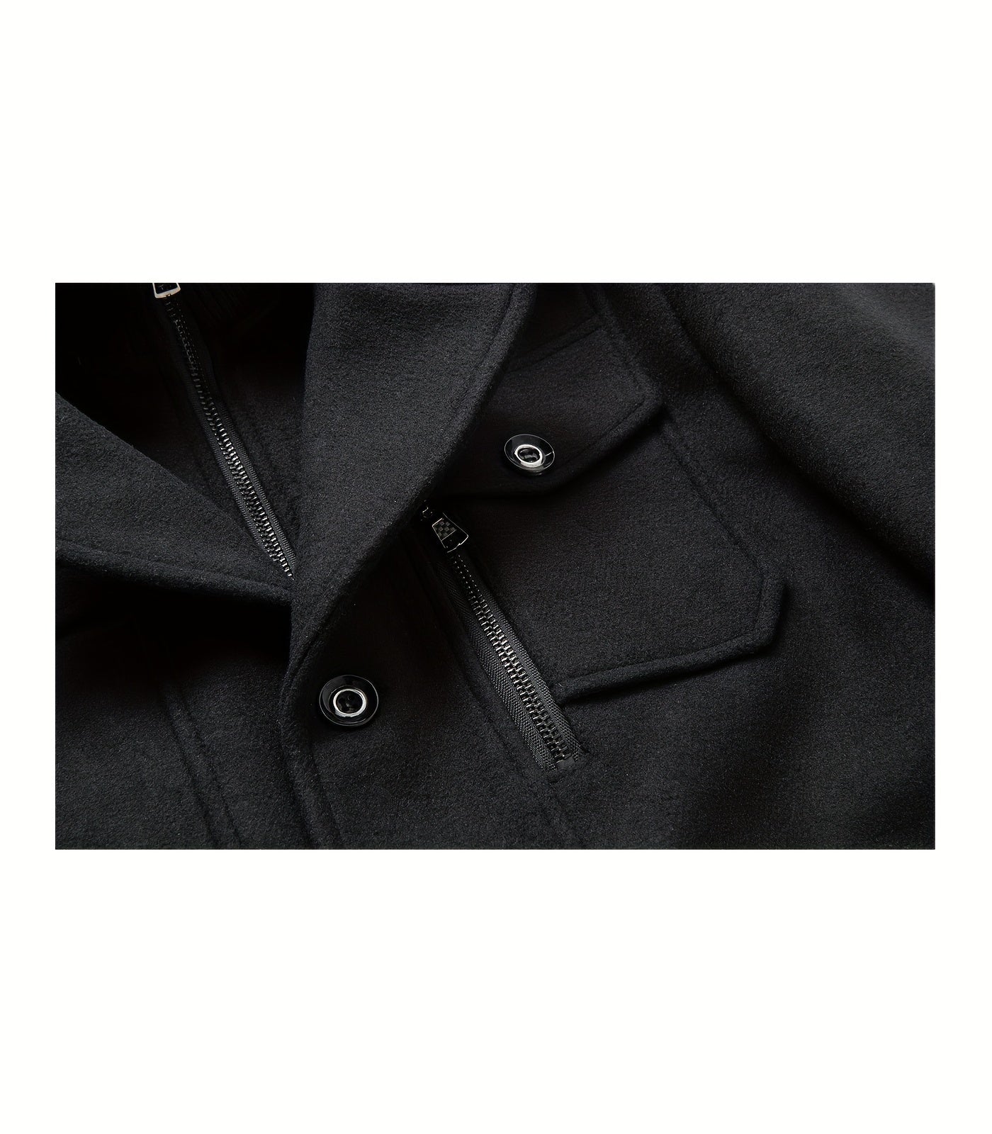 Men's Stand Collar Fleece Blend Pea Coats with Removable Inner Collar Single Breasted Overcoat