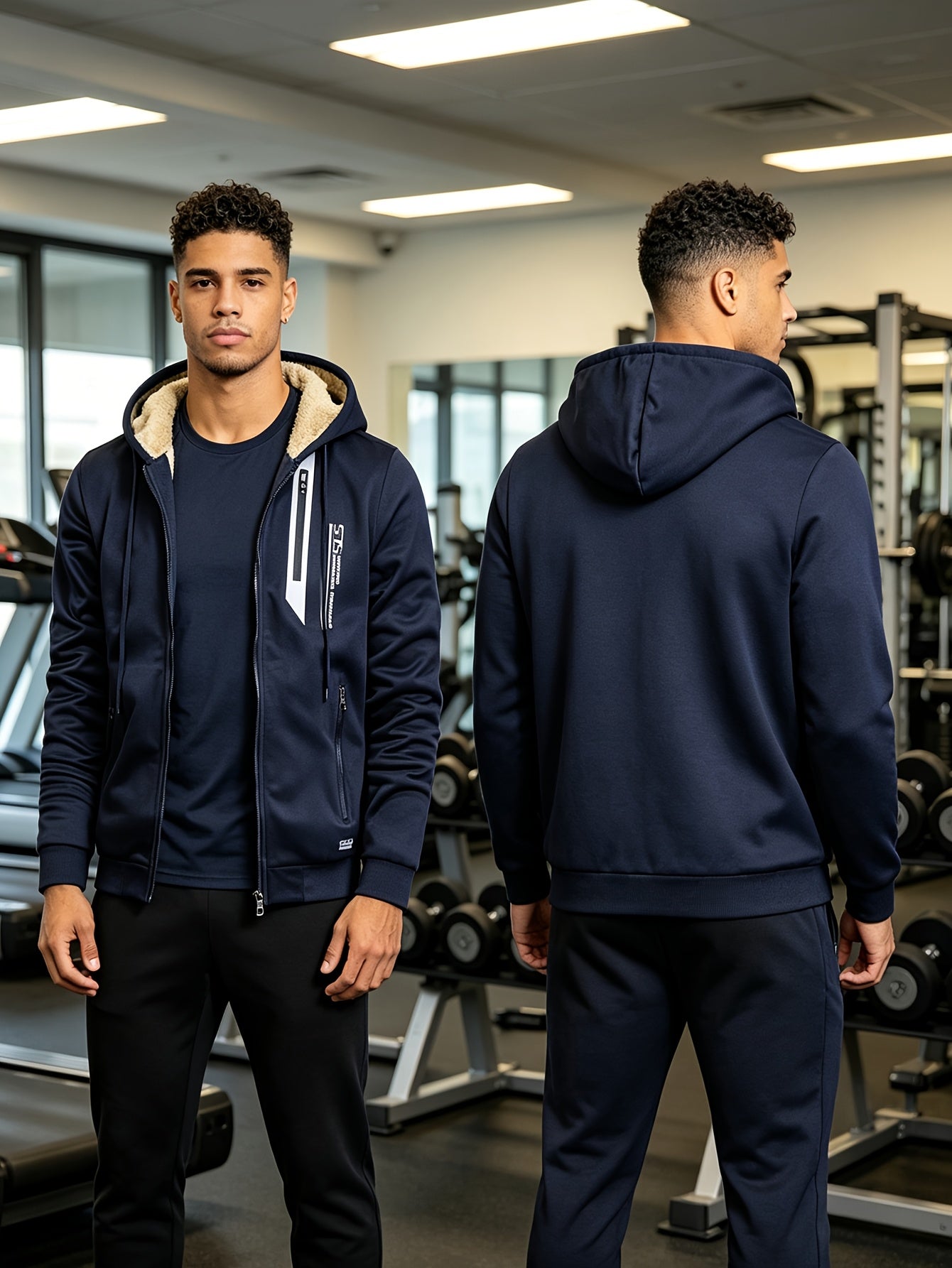 Men's Winter -Lined Thick Warm Hoodie Jacket, Athletic Zip-Up Sweatshirt with Pockets