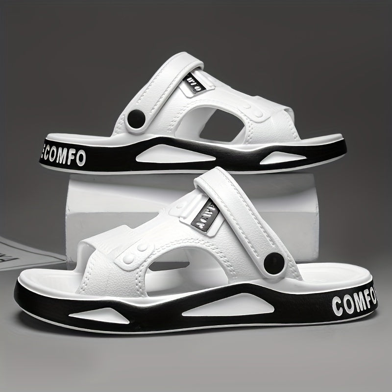 [Breathable Non-Slip Slides] Breathable Non-Slip Men's Summer Slides - EVA Material Geometric Design Beach & Indoor Sandals