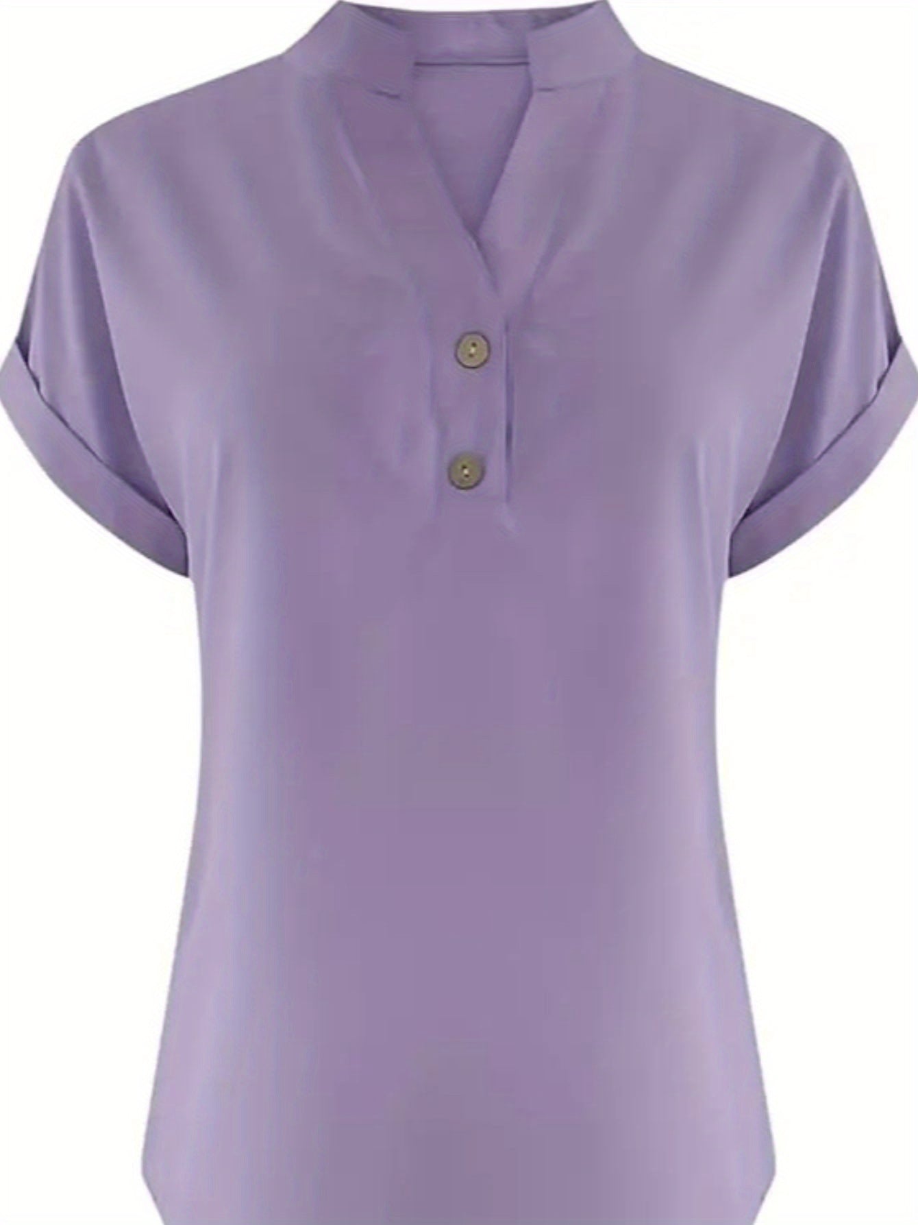ZOELNIC Women's V-Neck Button-Front Placket T-Shirts - Short Sleeve Casual Summer Tops, Breathable Daily Wear Shirts Suitable for Spring/Summer, Solid Color Casual Wear, Machine Washable (No)