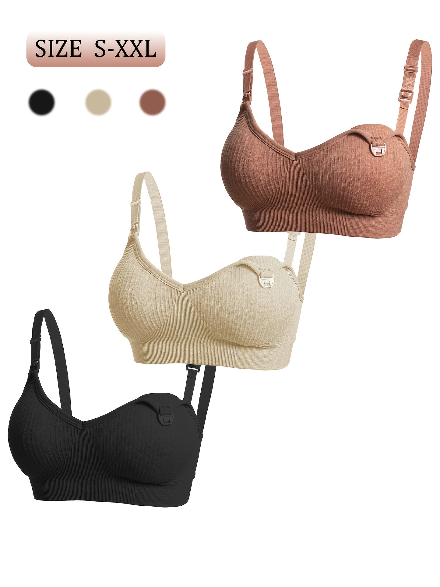 [Selected 3pcs Set] Comfortable Bandeau Bra for Women Tube Top Style with Ribbed Fabric And Elastic Support Perfect for Daily Wear Seamless Bandeau Bra for Women Strapless Wireless Tube Top with Removable Pads Super Stretchy And Soft Fit