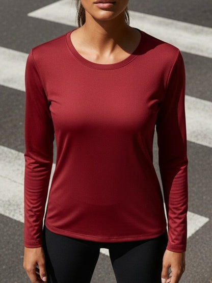 Five Pieces of Women'S Long-Sleeve T-Shirts with a Round Neck in Various Colors, Suitable for, Fitness, And Outdoor, Featuring Breathable Fabric