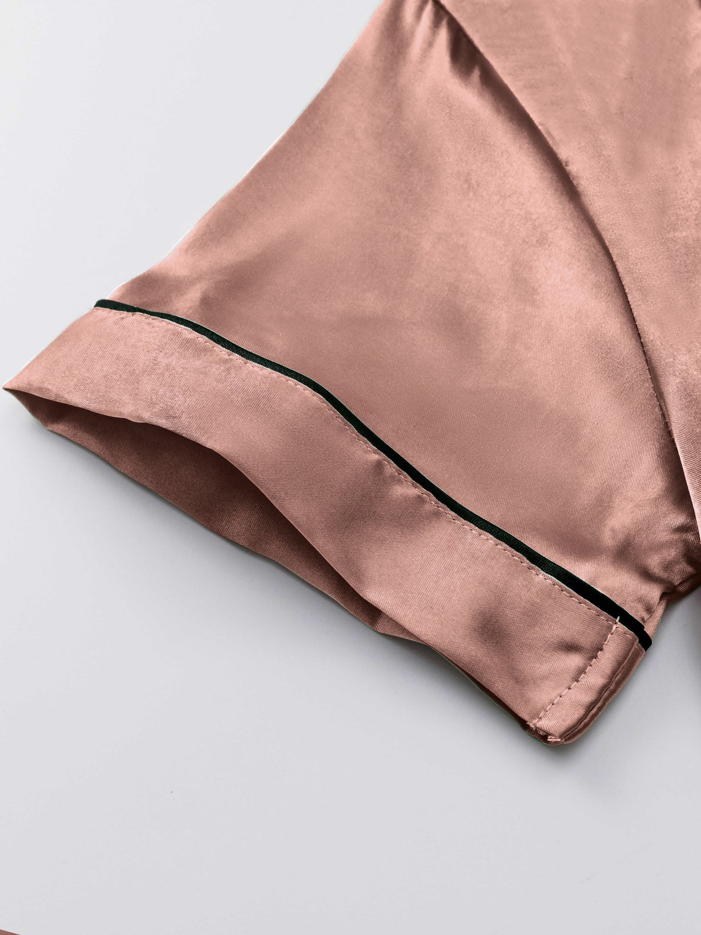 Black + Champagne + Pink Satin Short-Sleeve Shorts - product view 32