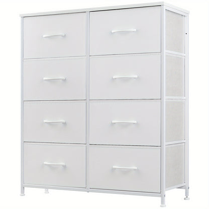 8-drawer Chest | Sturdy Steel Frame Support, Anti-dumping Design, Suitable for Bedroom, Cloakroom, Corridor, Black and Gray, Oak Finish, Assembly Required, ≥3.2 Cubic Feet Storage Capacity