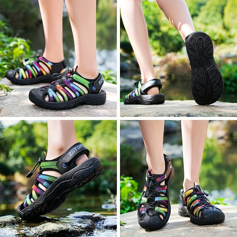 Womens Water Shoes Hiking Sandals Closed Toe Summer Outdoor Adventurous Beach Sandals Lace Adjustable Double Buckle