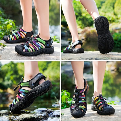 Womens Water Shoes Hiking Sandals Closed Toe Summer Outdoor Adventurous Beach Sandals Lace Adjustable Double Buckle