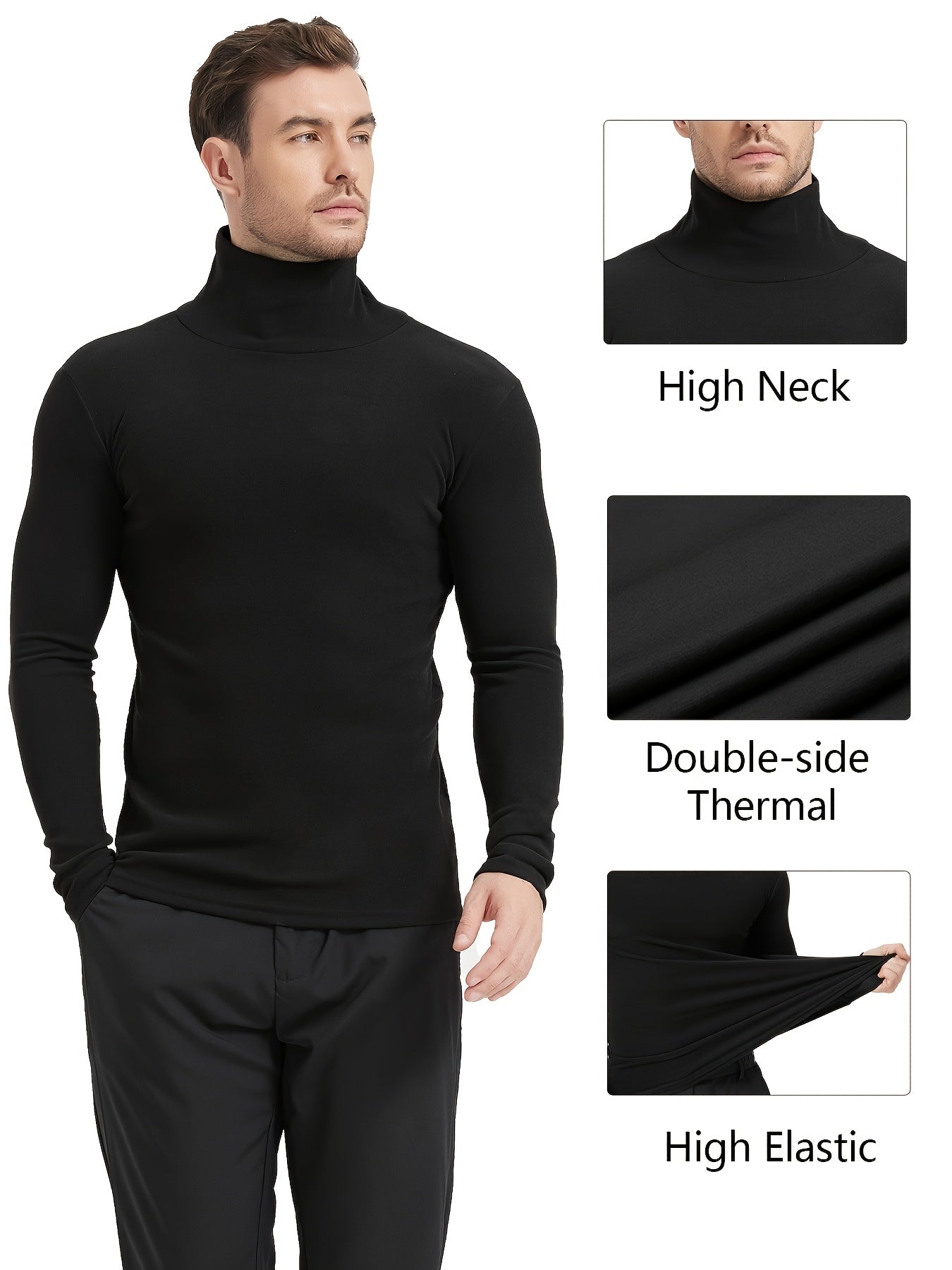 Men'S Thermal Turtleneck Compression Top - Warm Base Layer Long Sleeve Shirt for Cold Weather