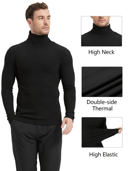 Men'S Thermal Turtleneck Compression Top - Warm Base Layer Long Sleeve Shirt for Cold Weather