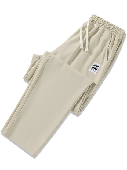 Men's 3pcs Casual Pants Lightweight Breathable Drawstring Waist Trousers for Beach, Vacation & Summer Daily Wear