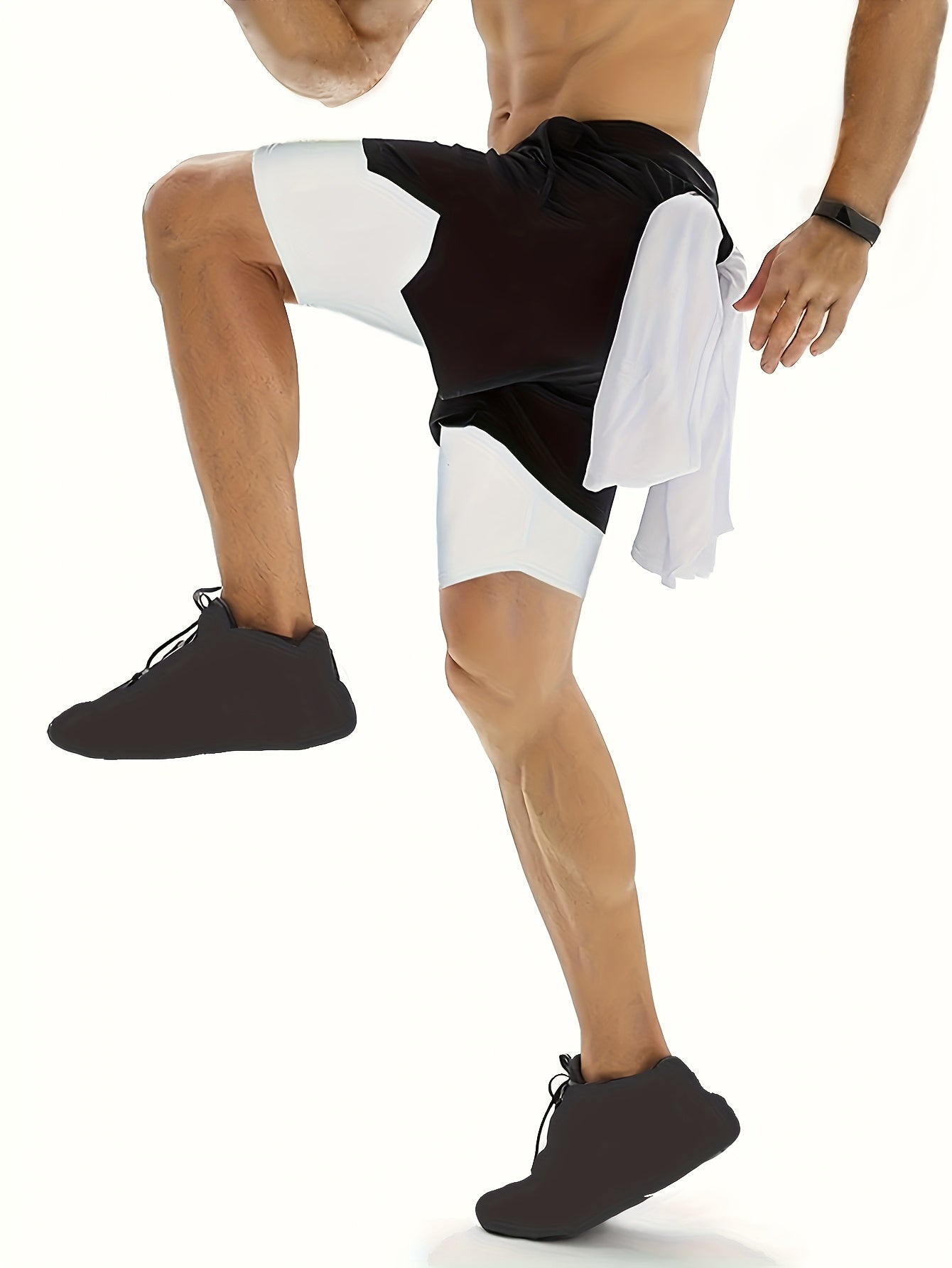 3pcs Men's 2-in-1 Double-layer Shorts with Inner Pocket, High Stretch Sports Shorts, Suitable for Summer Running, Gym Exercise And Training